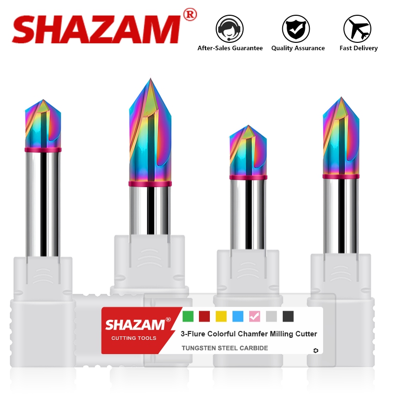 End Mill Set - SHAZAM HRC60 60°90°120° Straight Groove Chamfer