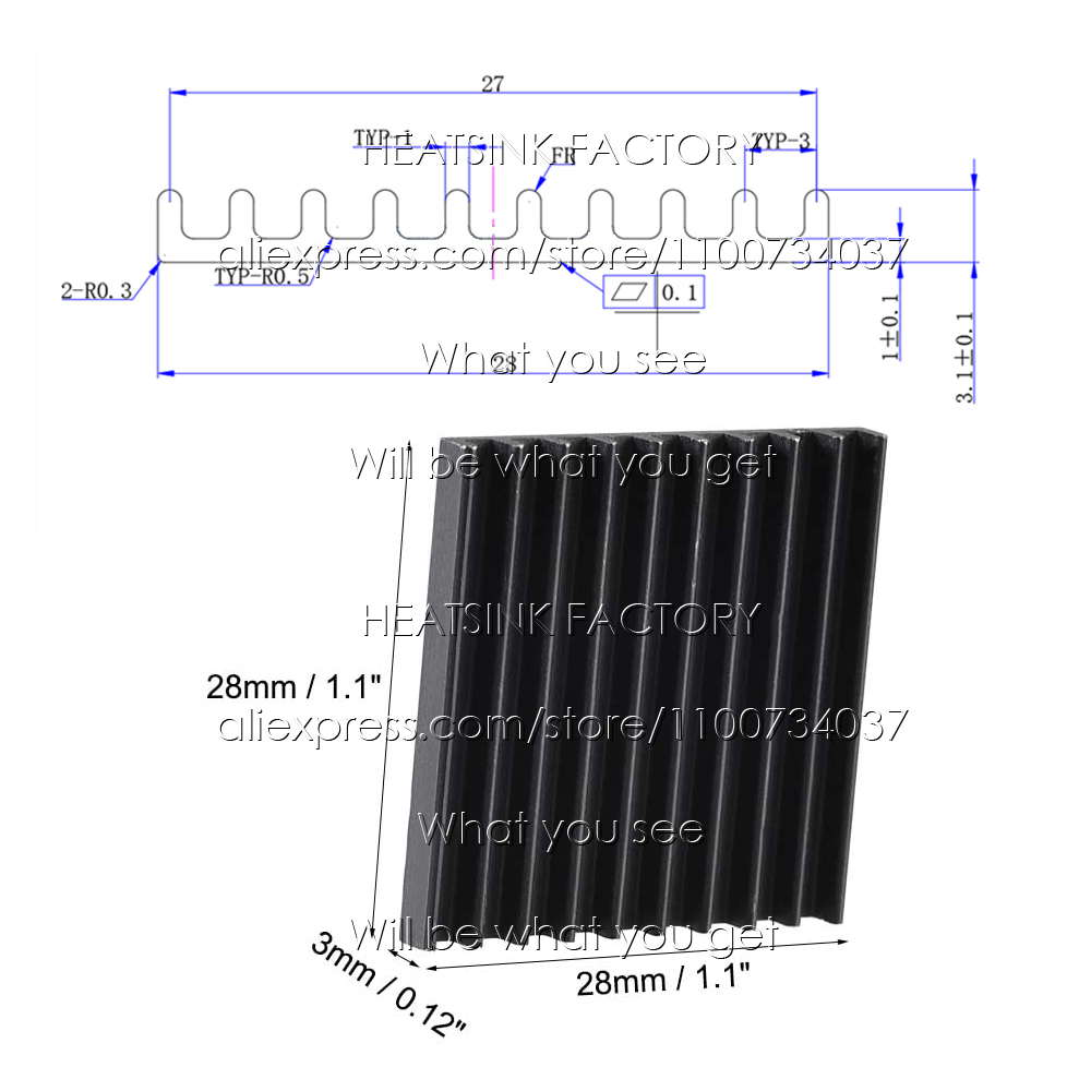 28x28x3mm Silver / Black Anodi - Aluminium Extrusion 评论和价格