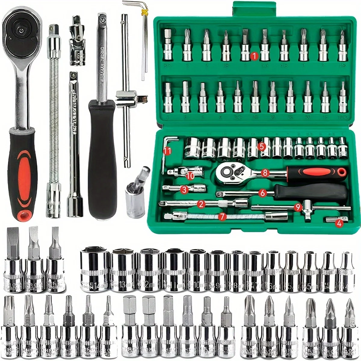 46pc Drive Socket Set 1/4 inch - Cnc Bits 评论和价格