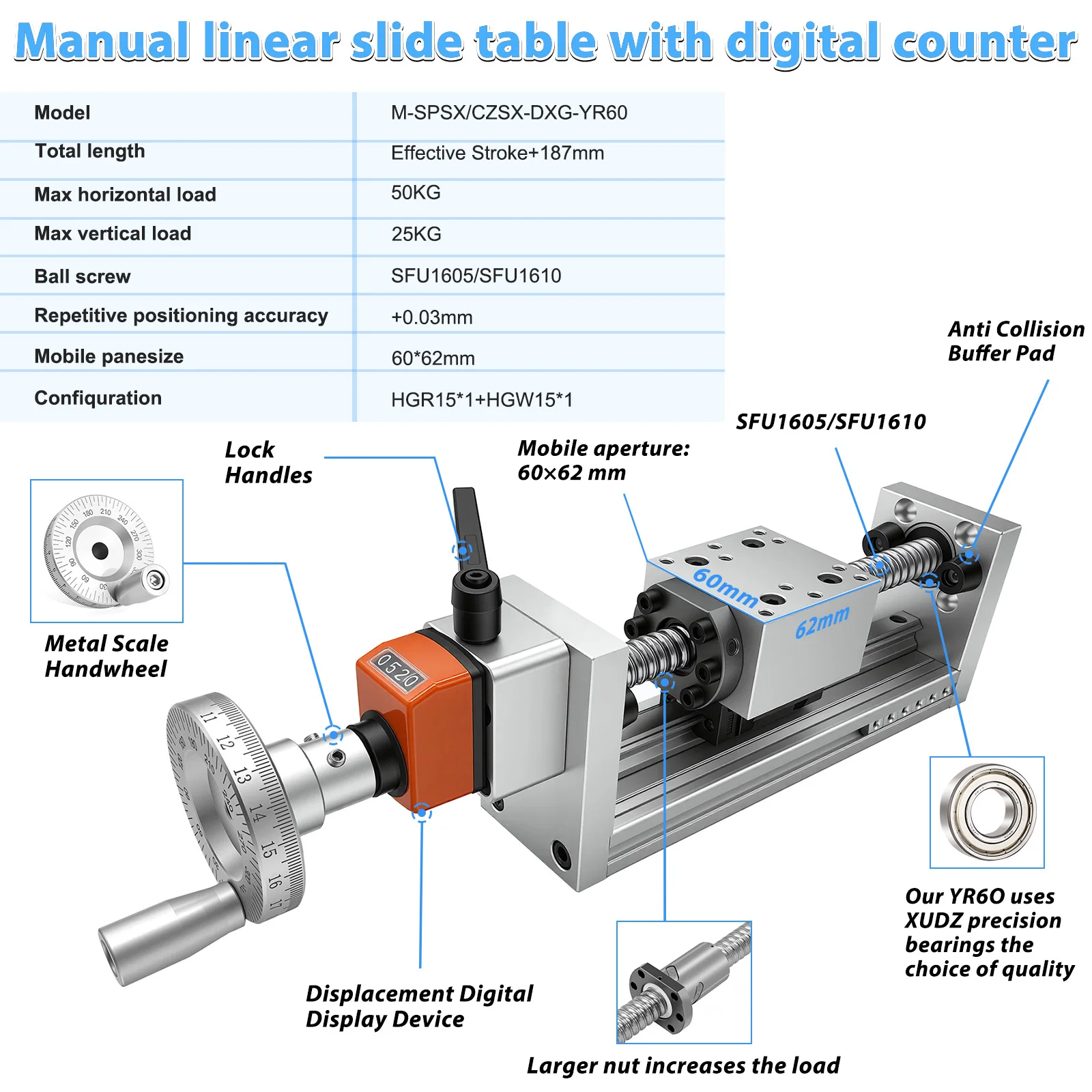60KG Load Manual Linear Guide  - Linear Rail 评论和价格
